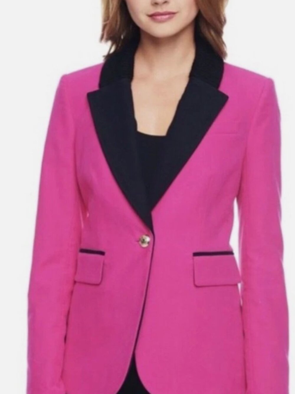 Y2K Juicy Couture Heartbreaker Pink Moleskin Blazer Black Tuxedo Lapel Size 2